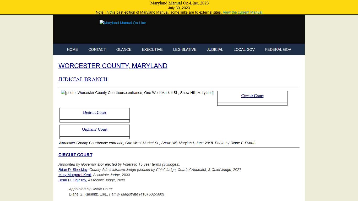 Worcester County, Maryland - Government, Judicial Branch